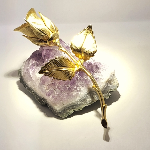 Vintage unsigned giovanni rose brooch - Picture 1 of 6